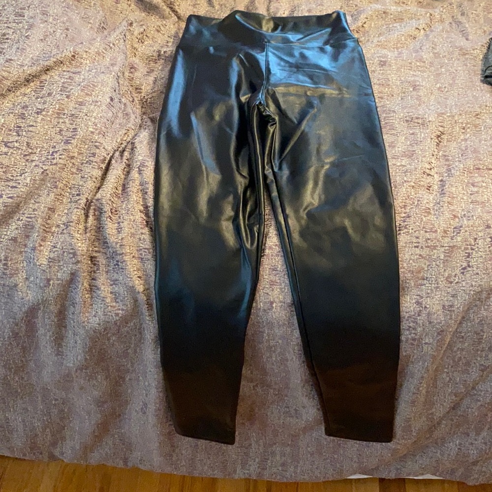 Black leather leggings